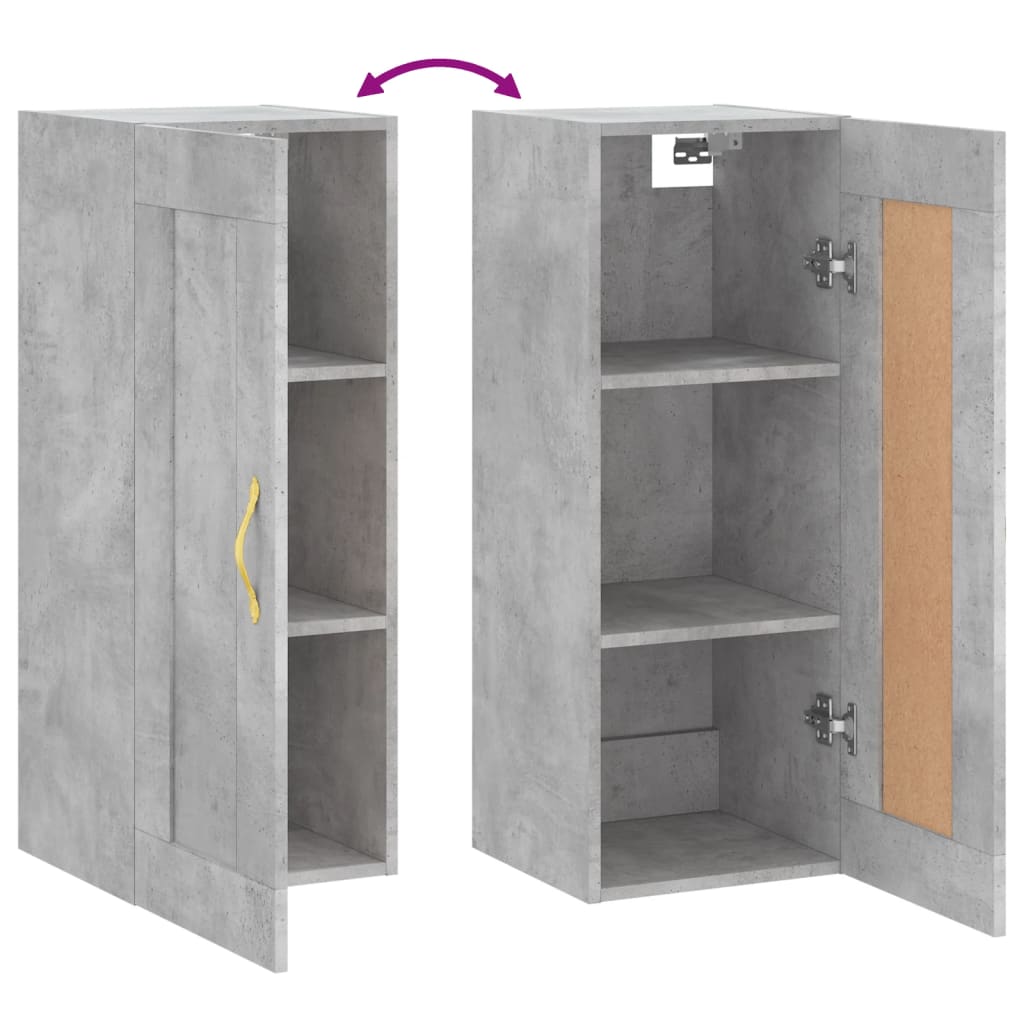 vidaXL Wall Mounted Cabinet Concrete Grey 34.5x34x90 cm Engineered Wood