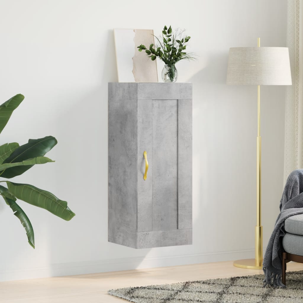 vidaXL Wall Mounted Cabinet Concrete Grey 34.5x34x90 cm Engineered Wood