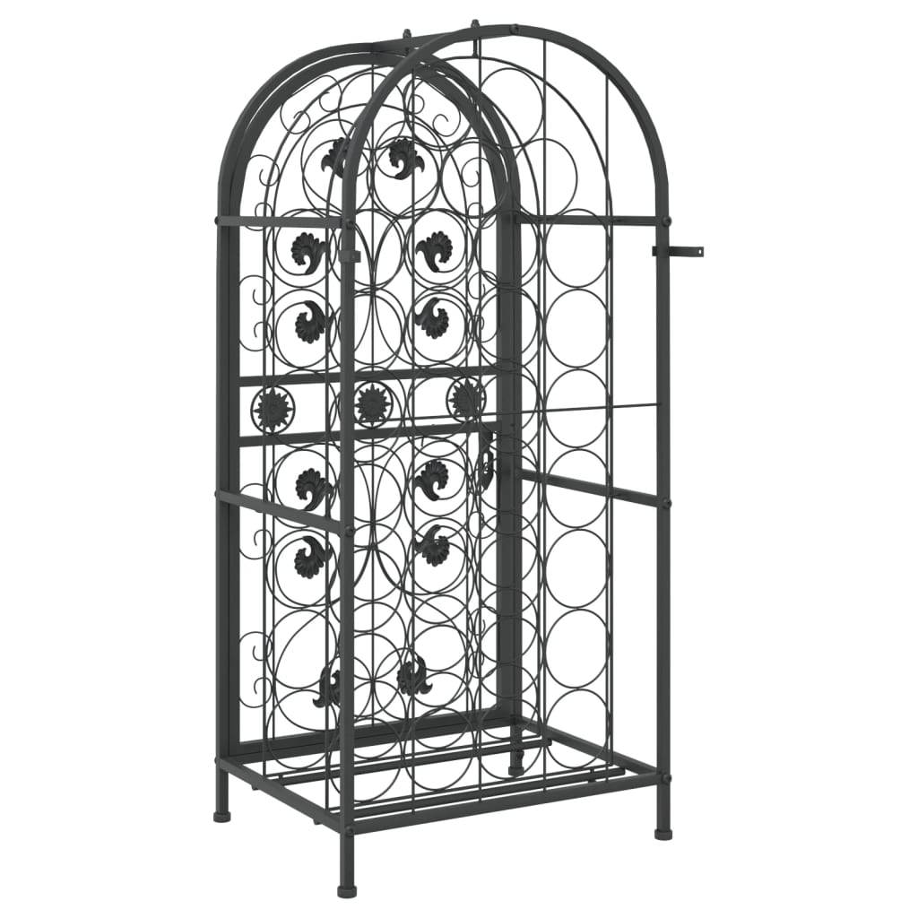 vidaXL Wine Rack for 33 Bottles Black 45x36x100 cm Wrought Iron