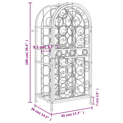 vidaXL Wine Rack for 33 Bottles Black 45x36x100 cm Wrought Iron