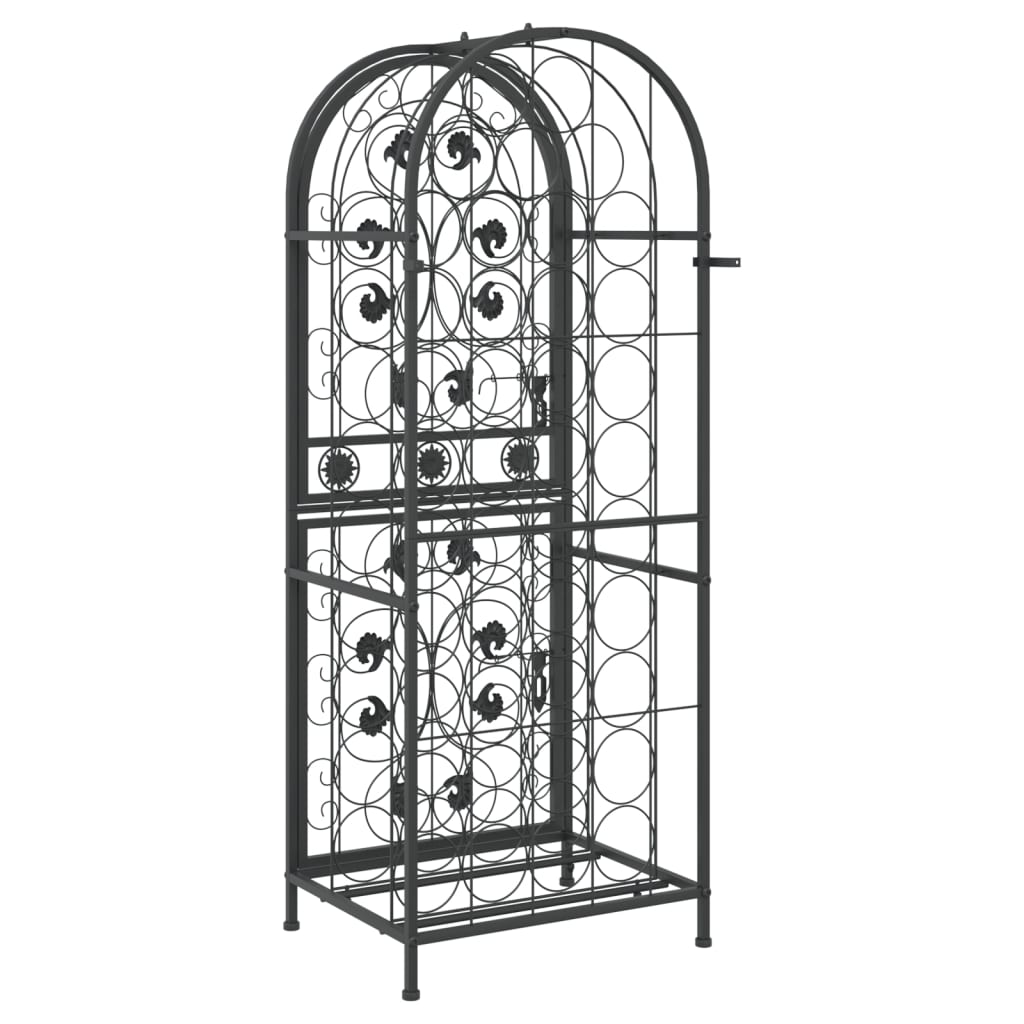 vidaXL Wine Rack for 41 Bottles Black 45x36x120 cm Wrought Iron