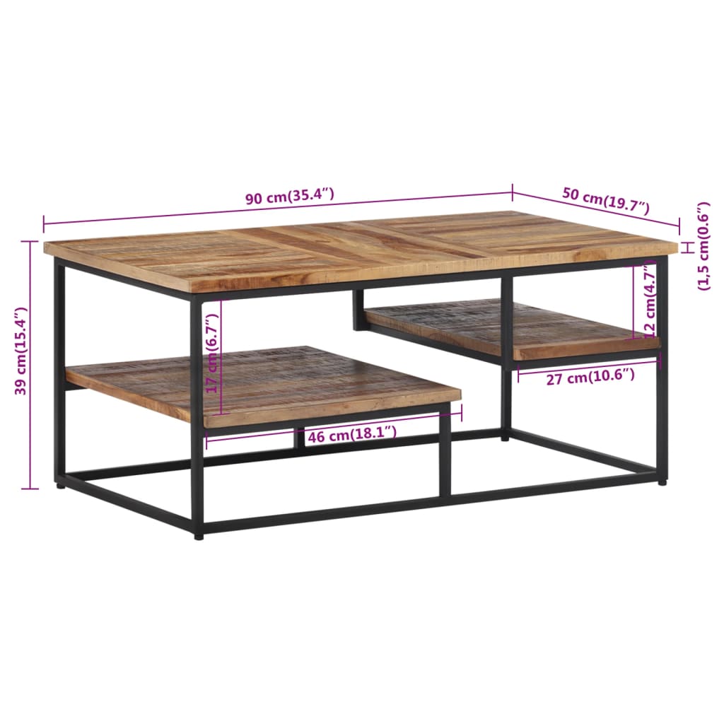 vidaXL Coffee Table 90x50x39 cm Solid Reclaimed Teak