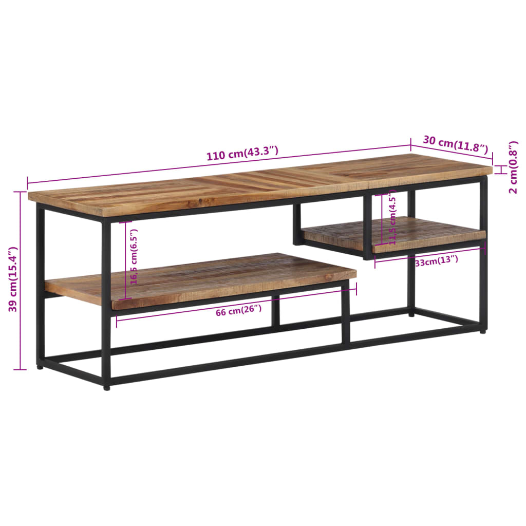 vidaXL TV Cabinet 110x30x39 cm Solid Reclaimed Teak