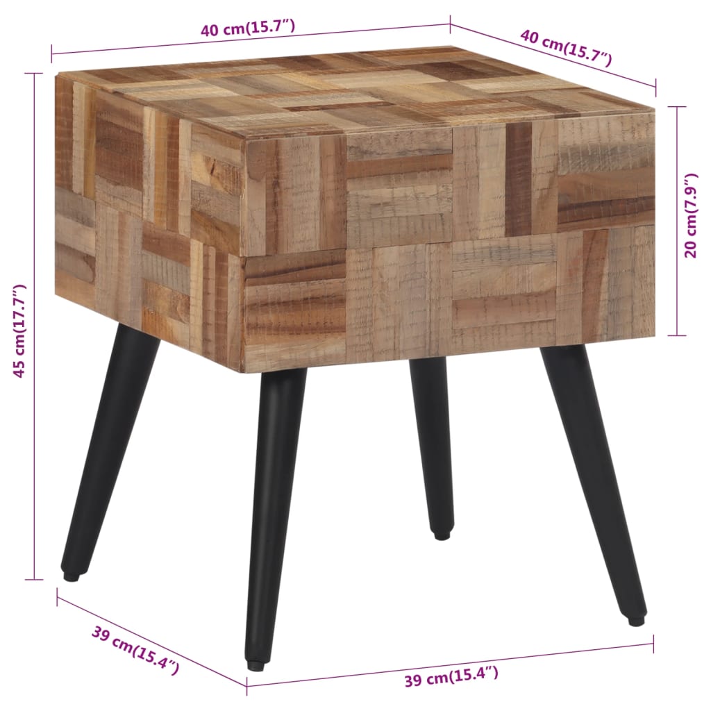 vidaXL Side Table 40x40x45 cm Solid Reclaimed Teak