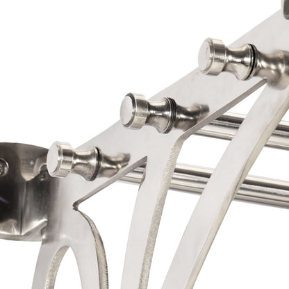 vidaXL Luggage Rack with Coat Hangers & Mirror Wall Mounted Aluminium