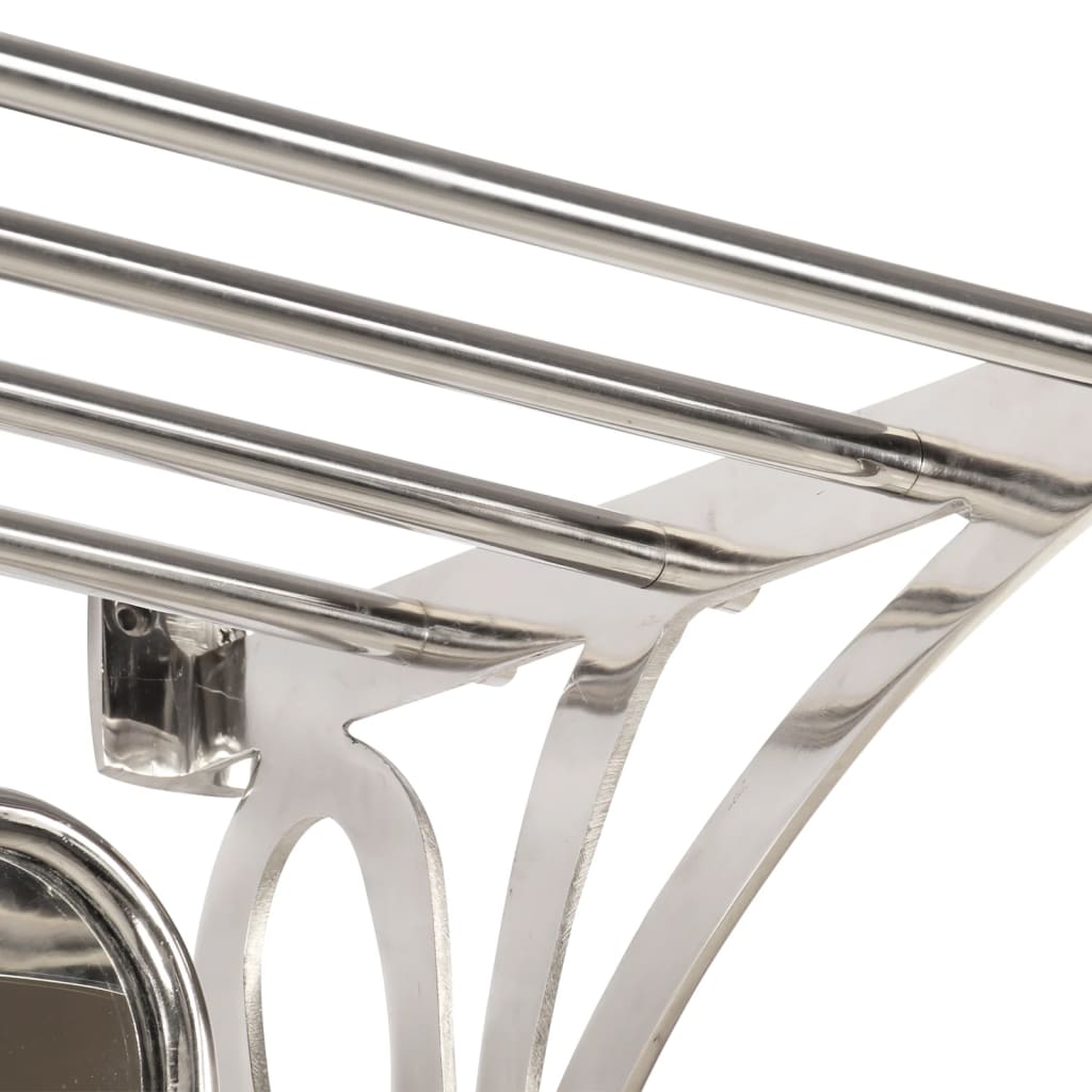 vidaXL Luggage Rack with Coat Hangers & Mirror Wall Mounted Aluminium