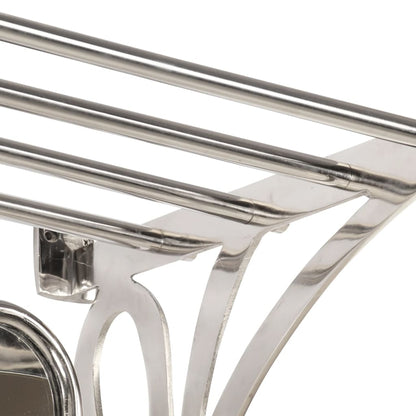 vidaXL Luggage Rack with Coat Hangers & Mirror Wall Mounted Aluminium