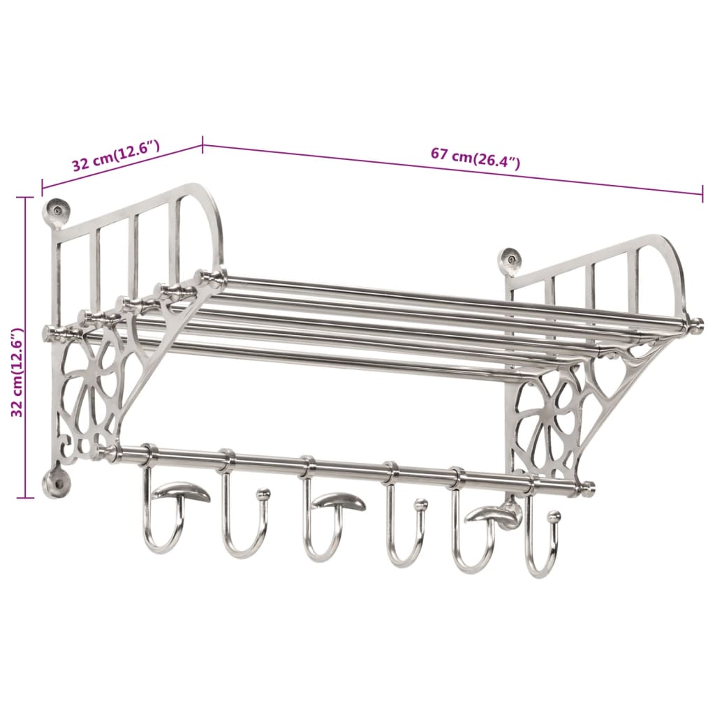 vidaXL Luggage Rack with Coat Hangers Wall Mounted Aluminium