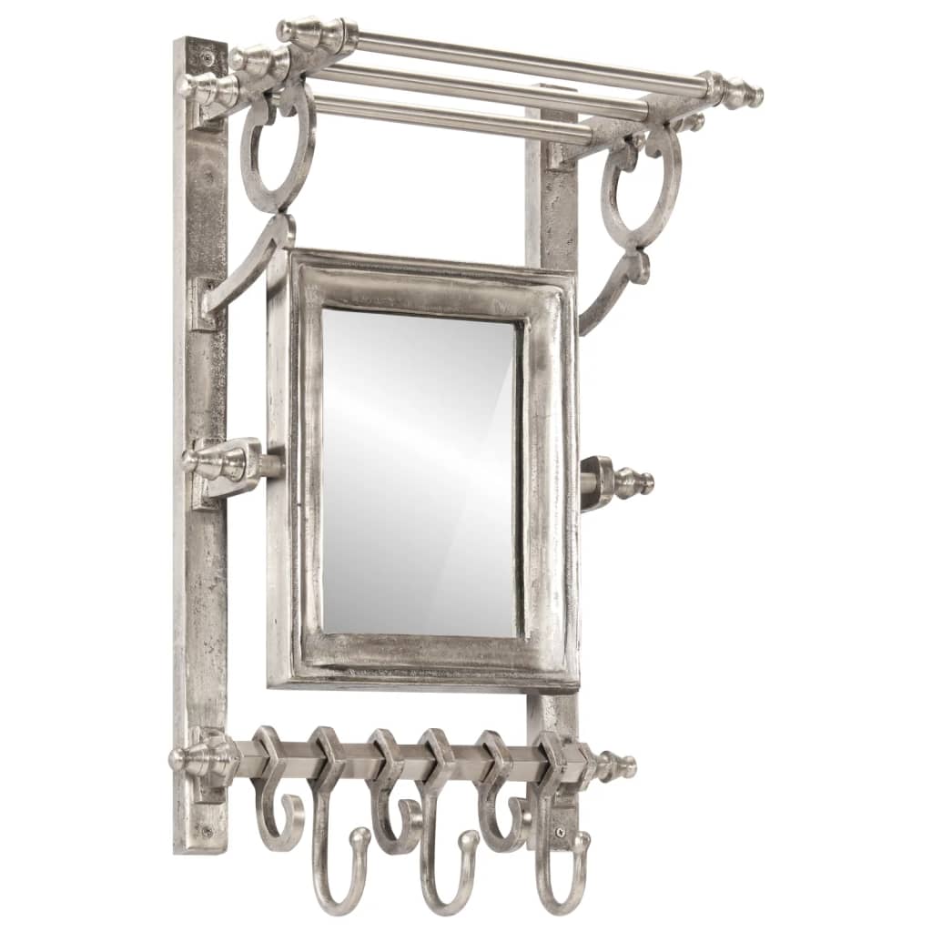 vidaXL Luggage Rack with Coat Hangers Wall Mounted Aluminium