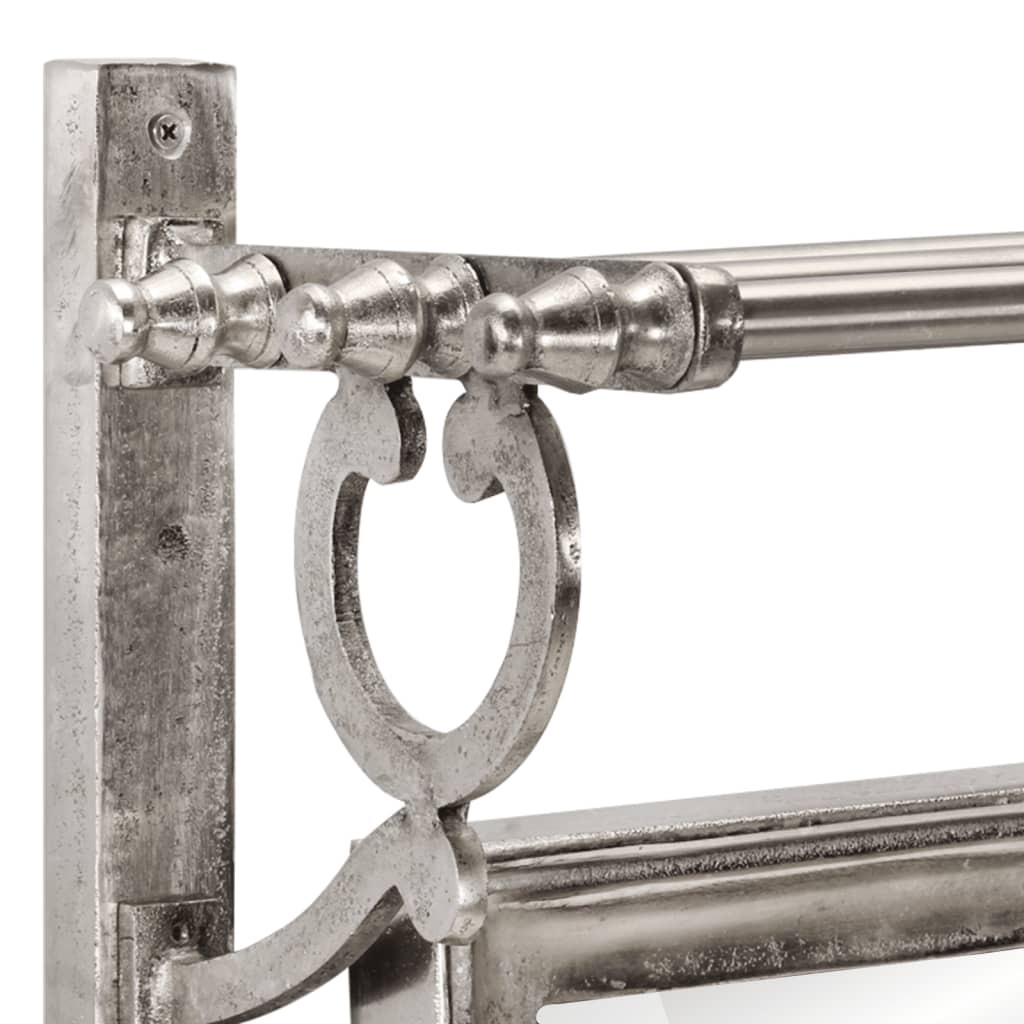 vidaXL Luggage Rack with Coat Hangers Wall Mounted Aluminium