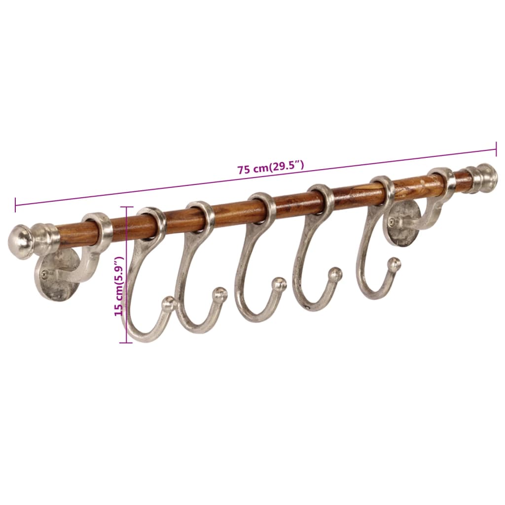 vidaXL Coat Rack Wall Mounted 75x15 cm Aluminium