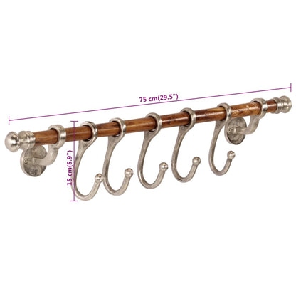 vidaXL Coat Rack Wall Mounted 75x15 cm Aluminium