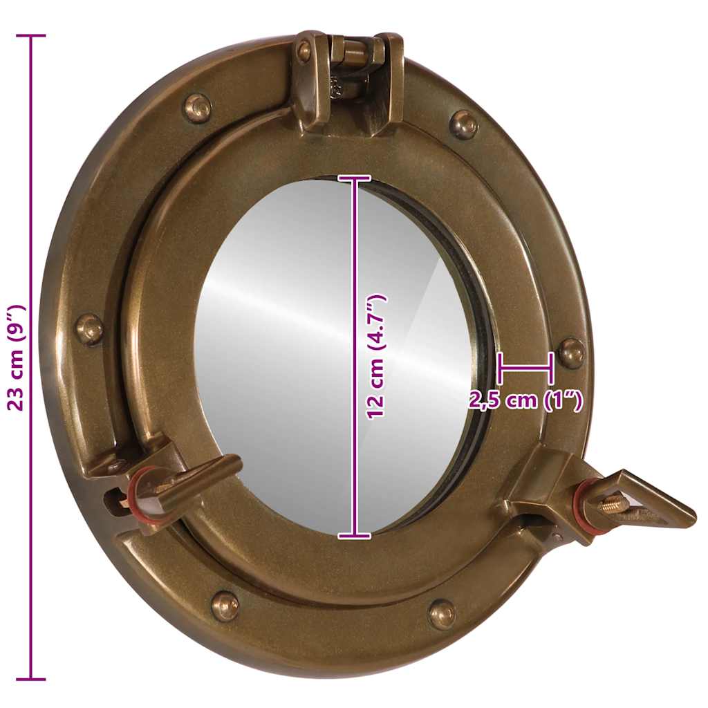 vidaXL Porthole Mirror Wall Hanging Ø23 cm Aluminium and Glass