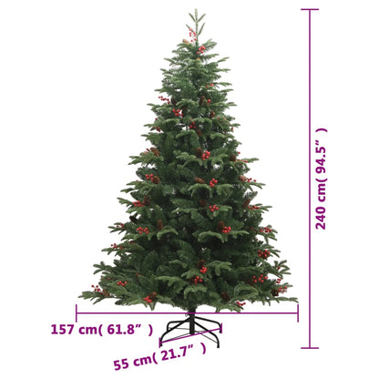 vidaXL Artificial Hinged Christmas Tree with Cones and Berries 240 cm