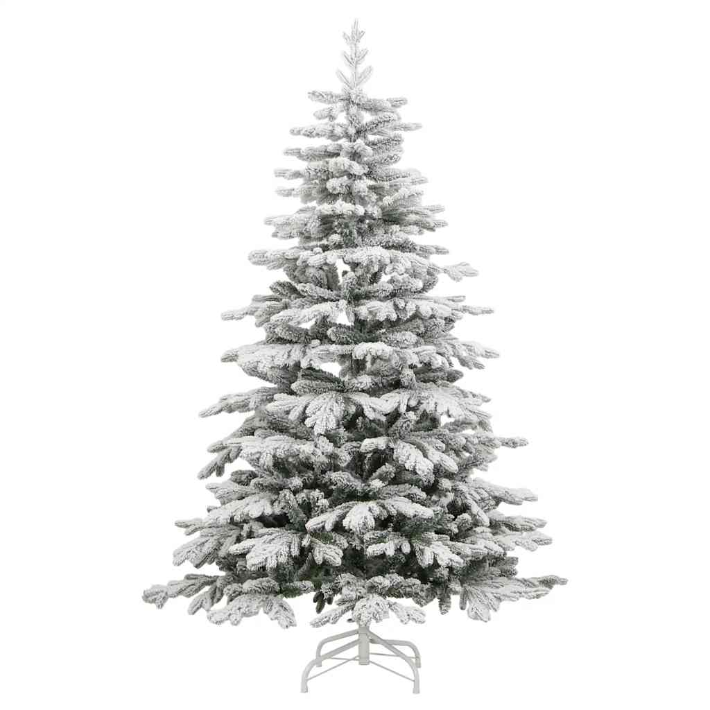 vidaXL Artificial Hinged Christmas Tree with Flocked Snow 180 cm