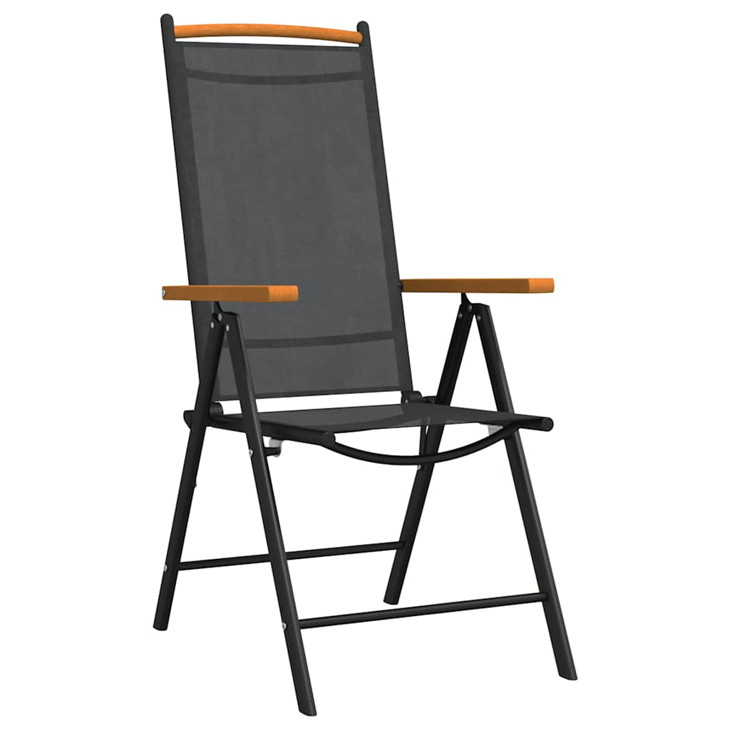vidaXL 7 Piece Garden Dining Set Black and Brown Aluminium