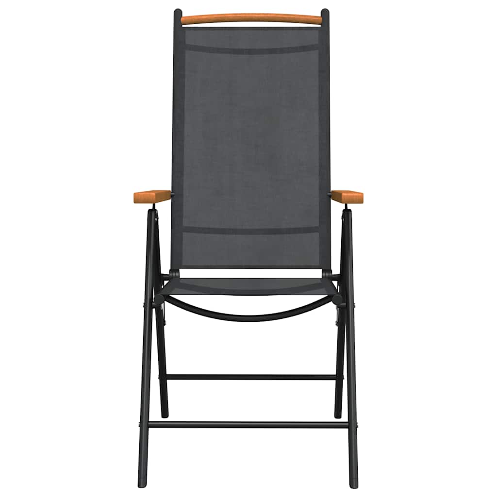 vidaXL 7 Piece Garden Dining Set Black and Brown Aluminium