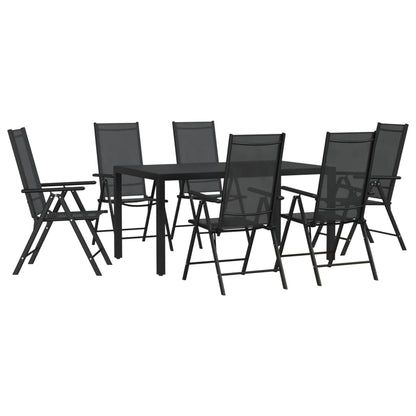 vidaXL Garden Dining Set | Black | Powder-coated aluminium, WPC, Textilene