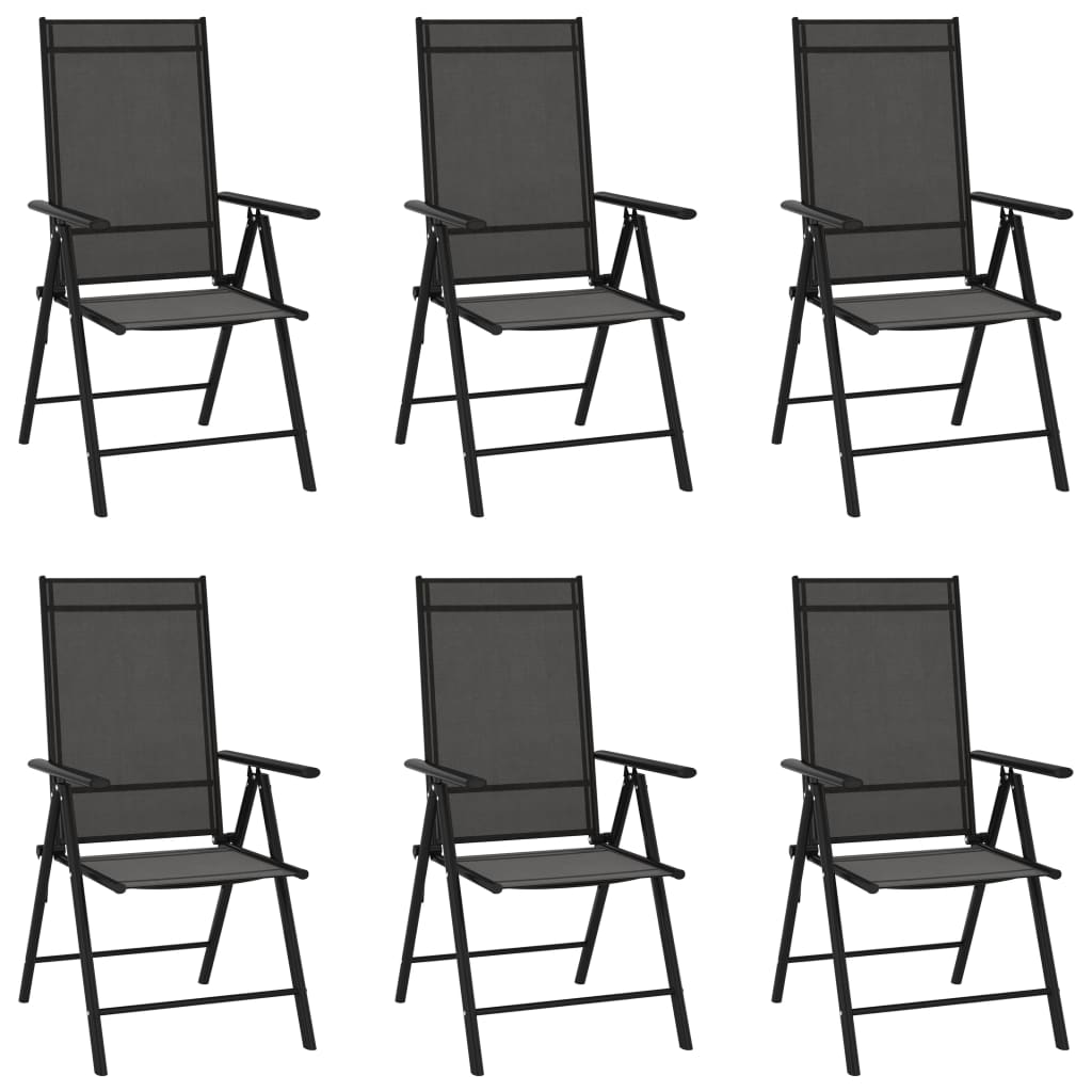 vidaXL Garden Dining Set | Black | Powder-coated aluminium, WPC, Textilene