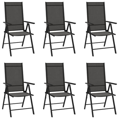 vidaXL Garden Dining Set | Black | Powder-coated aluminium, WPC, Textilene