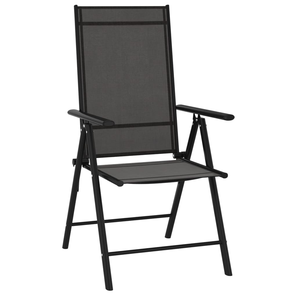 vidaXL Garden Dining Set | Black | Powder-coated aluminium, WPC, Textilene