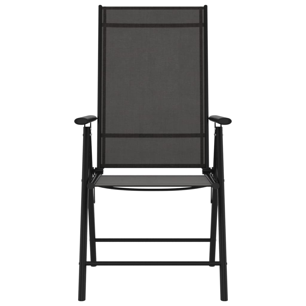vidaXL Garden Dining Set | Black | Powder-coated aluminium, WPC, Textilene
