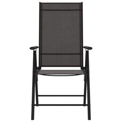 vidaXL Garden Dining Set | Black | Powder-coated aluminium, WPC, Textilene