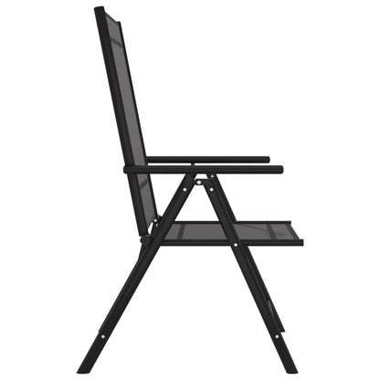 vidaXL Garden Dining Set | Black | Powder-coated aluminium, WPC, Textilene