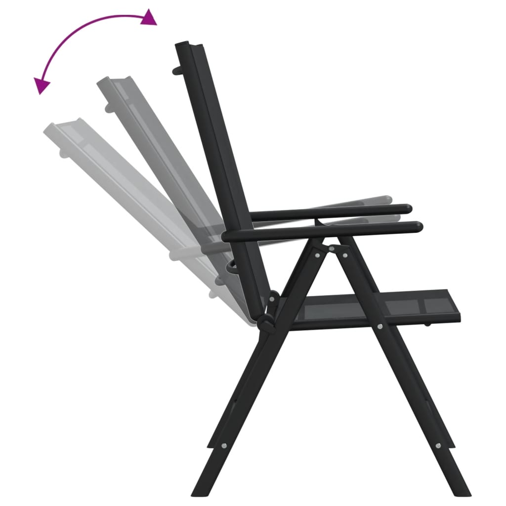 vidaXL Garden Dining Set | Black | Powder-coated aluminium, WPC, Textilene