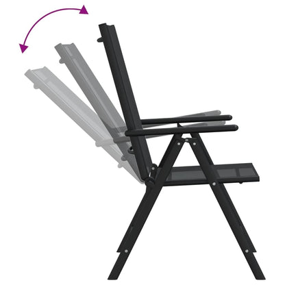 vidaXL Garden Dining Set | Black | Powder-coated aluminium, WPC, Textilene