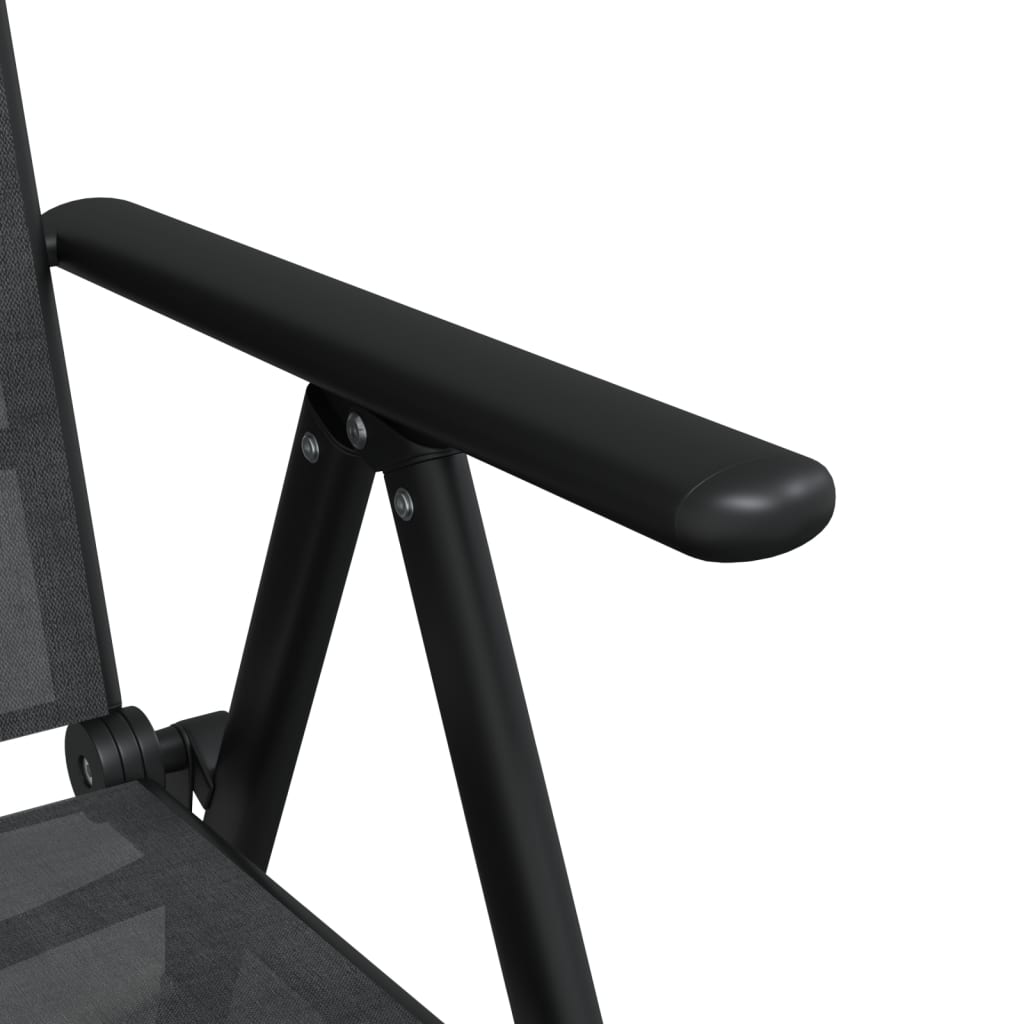 vidaXL Garden Dining Set | Black | Powder-coated aluminium, WPC, Textilene
