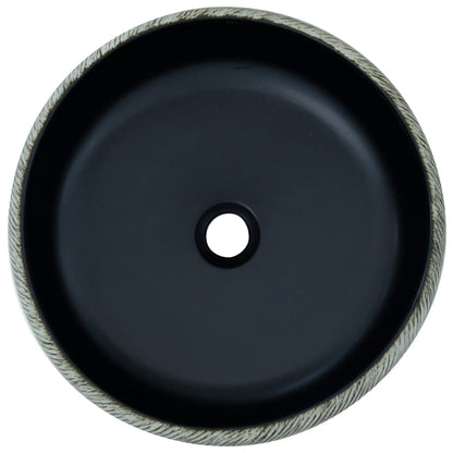 vidaXL Countertop Basin Black and Grey Round Φ41x14 cm Ceramic