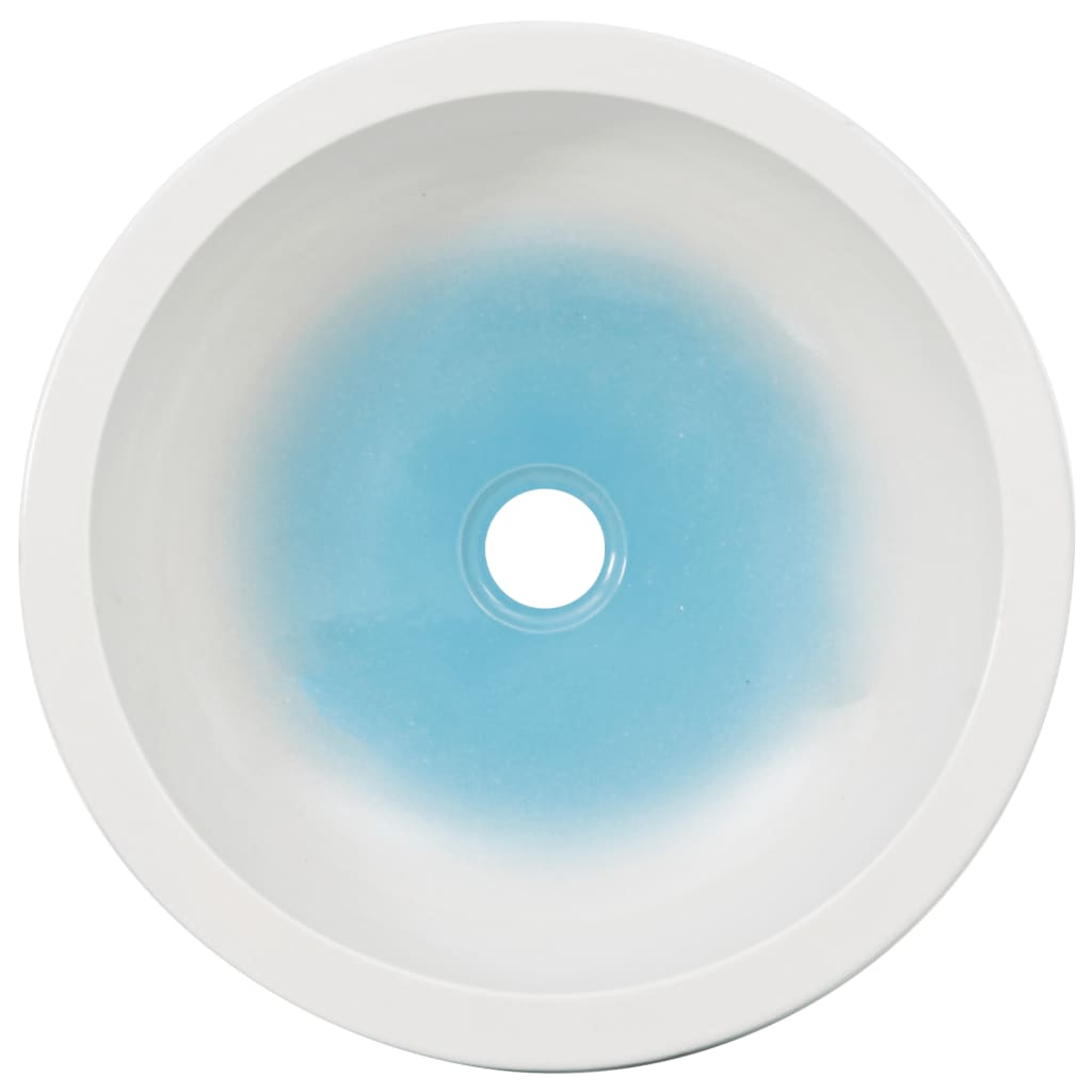 vidaXL Countertop Basin White and Blue Round Φ41x14 cm Ceramic