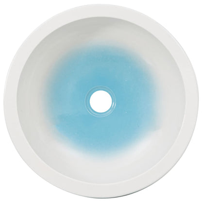 vidaXL Countertop Basin White and Blue Round Φ41x14 cm Ceramic