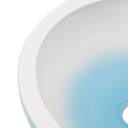 vidaXL Countertop Basin White and Blue Round Φ41x14 cm Ceramic
