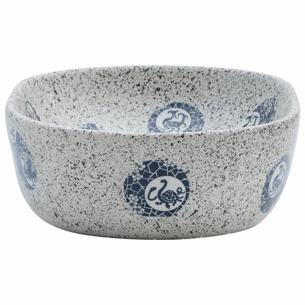 vidaXL Countertop Basin Grey and Blue Oval 47x33x13 cm Ceramic