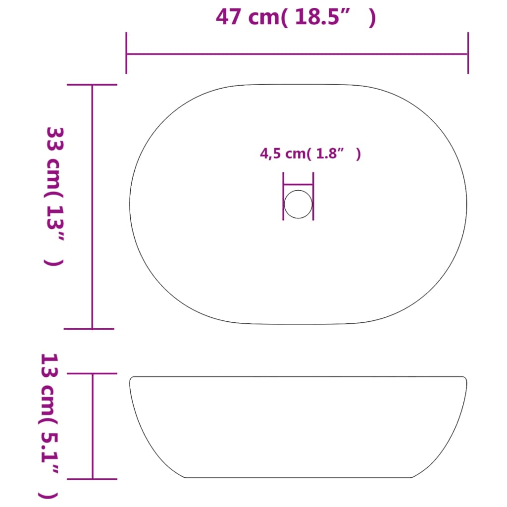 vidaXL Countertop Basin Grey and Blue Oval 47x33x13 cm Ceramic