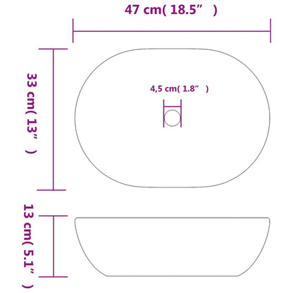 vidaXL Countertop Basin Grey and Blue Oval 47x33x13 cm Ceramic