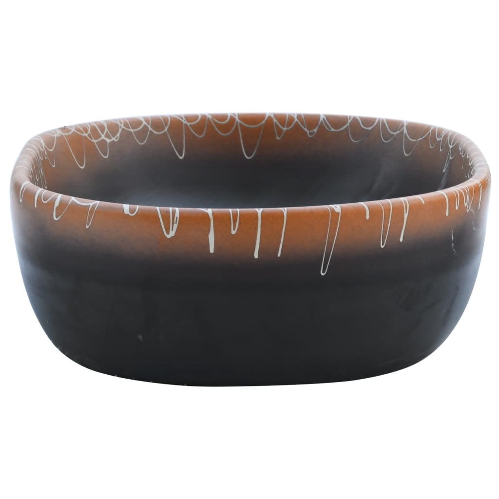 vidaXL Countertop Basin Black and Orange Oval 47x33x13 cm Ceramic
