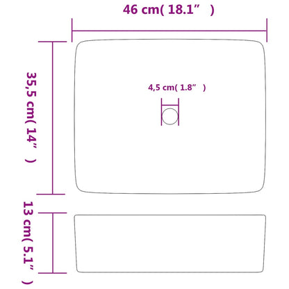 vidaXL Countertop Basin Grey and Blue Rectangular 46x35.5x13 cm Ceramic