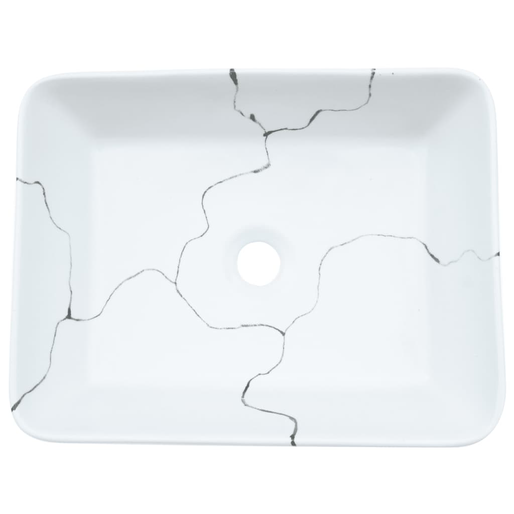 vidaXL Countertop Basin White Rectangular 46x35.5x13 cm Ceramic