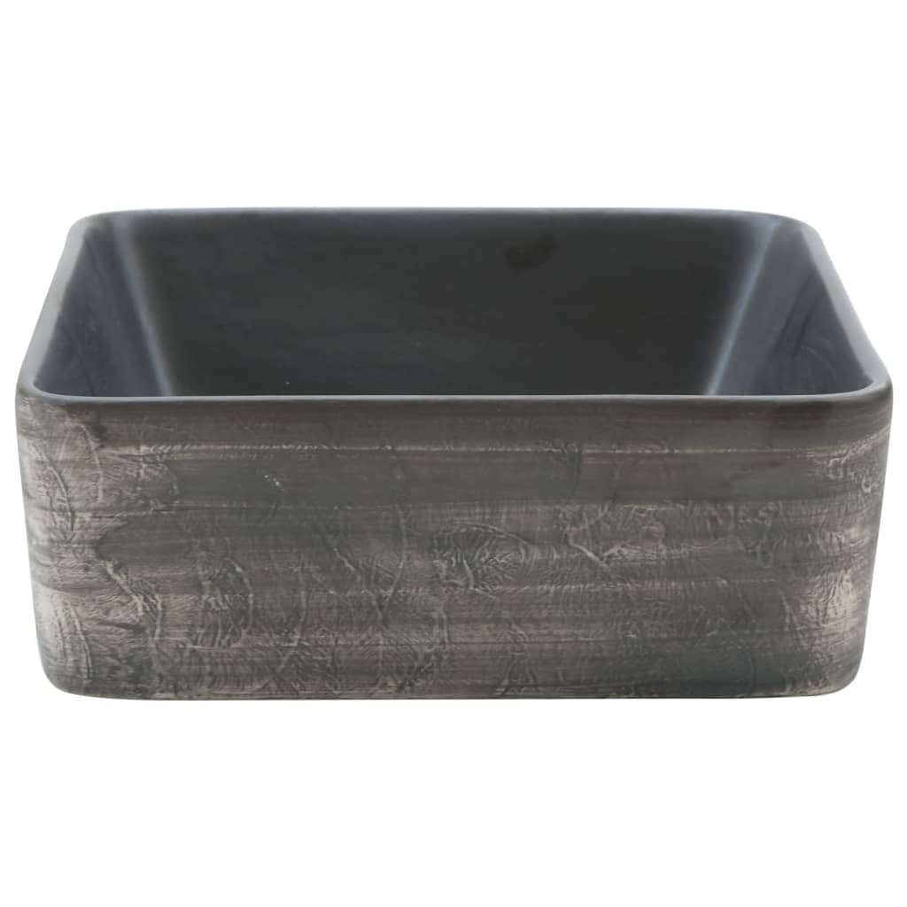 vidaXL Countertop Basin Black and Brown Rectangular 46x35.5x13 cm Ceramic