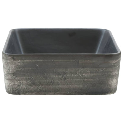 vidaXL Countertop Basin Black and Brown Rectangular 46x35.5x13 cm Ceramic