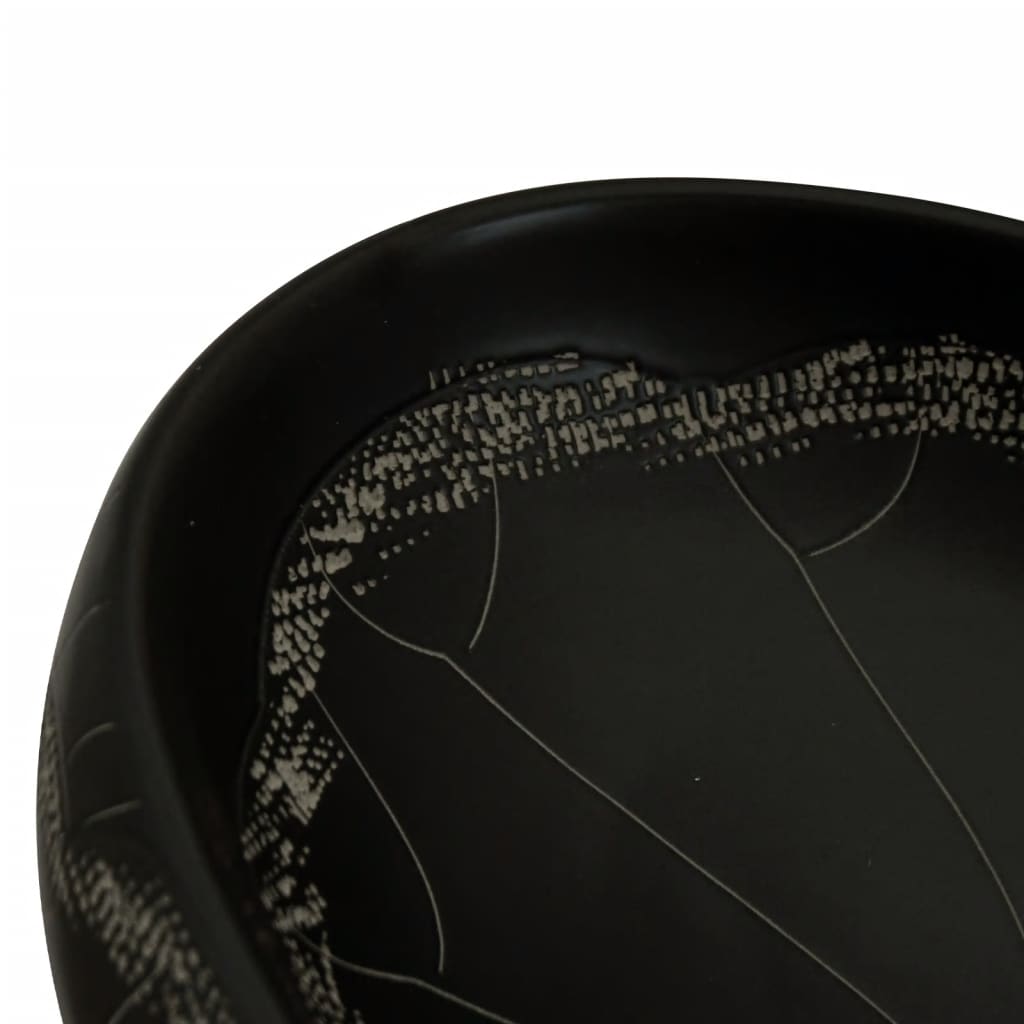 vidaXL Countertop Basin Black Oval 59x40x15 cm Ceramic