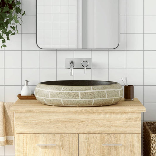 vidaXL Countertop Basin Multicolour Oval 59x40x15 cm Ceramic