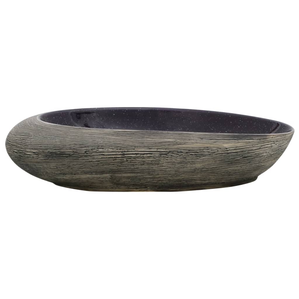 vidaXL Countertop Basin Purple and Grey Oval 59x40x14 cm Ceramic