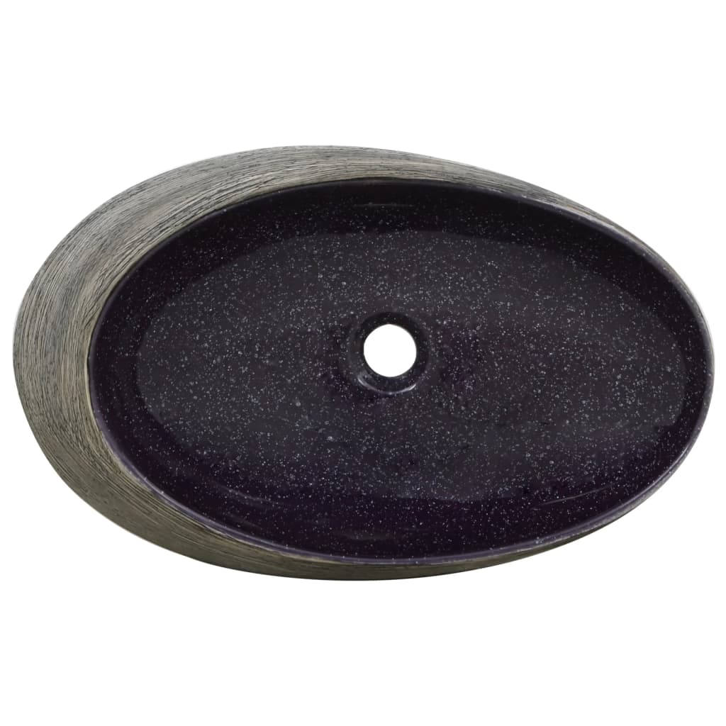 vidaXL Countertop Basin Purple and Grey Oval 59x40x14 cm Ceramic