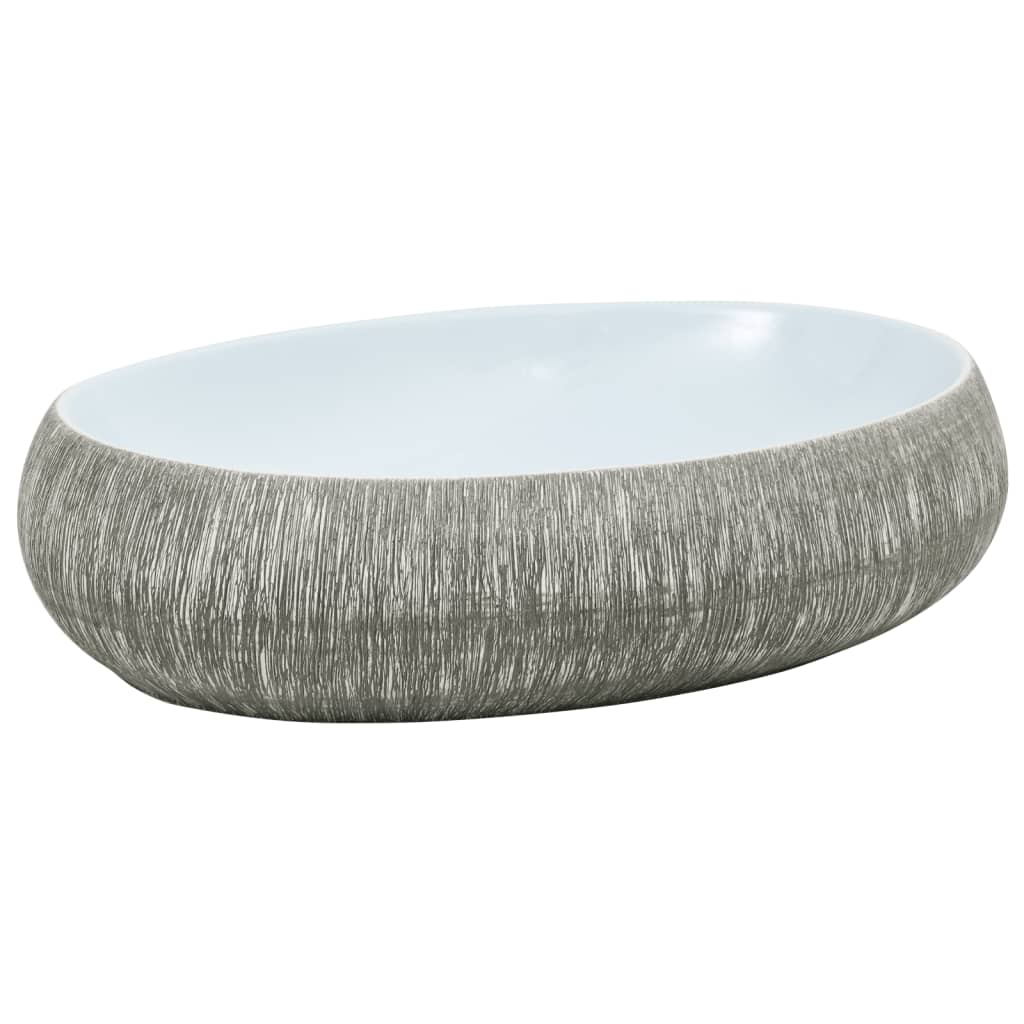 vidaXL Countertop Basin Grey and Blue Oval 59x40x15 cm Ceramic