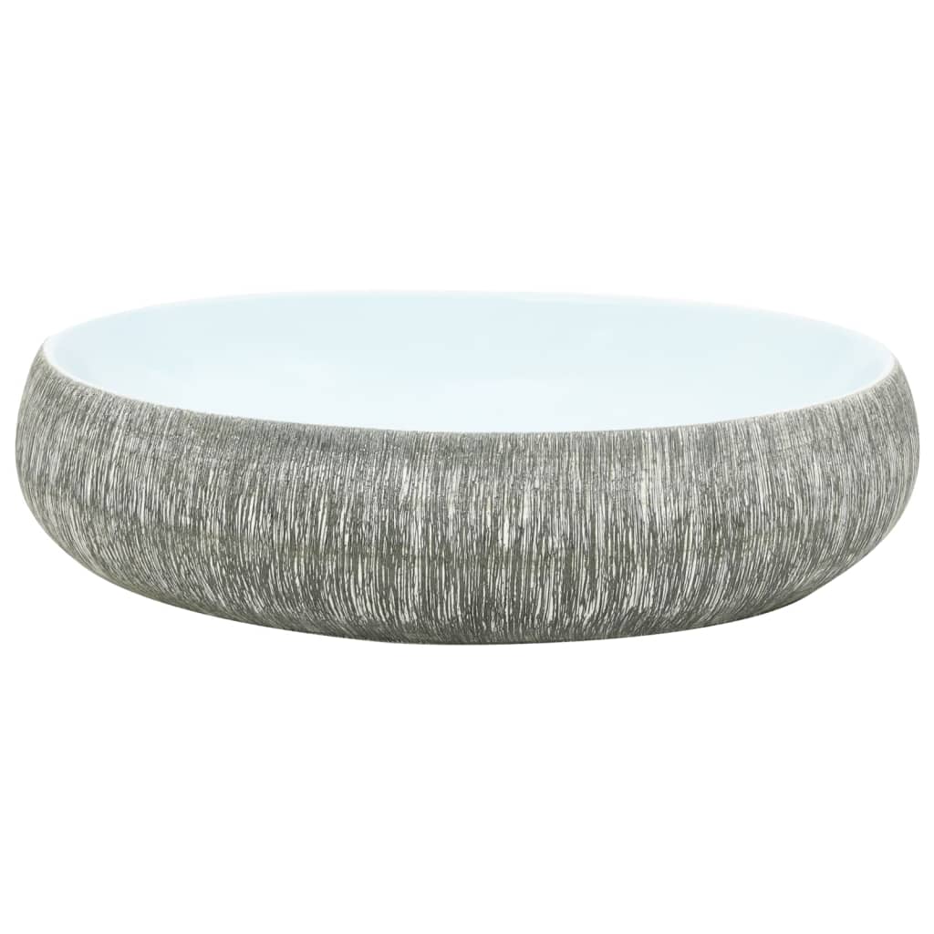 vidaXL Countertop Basin Grey and Blue Oval 59x40x15 cm Ceramic