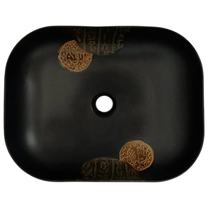 vidaXL Countertop Basin Black Rectangular 48x37.5x13.5 cm Ceramic